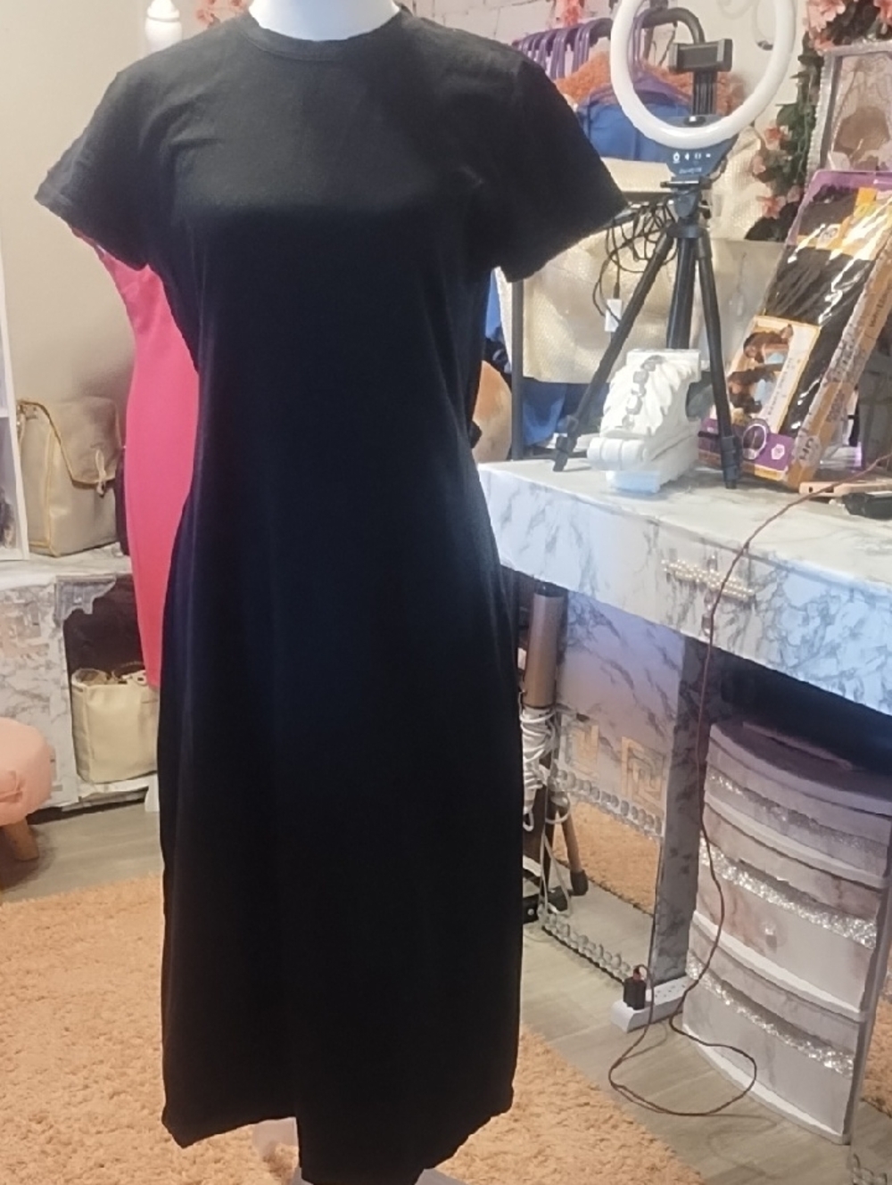 Who What Wear Black Short-Sleeve Midi Dress